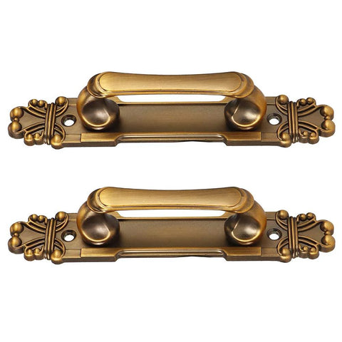 Antique European Style Two Pack Cabinet Door Pulls Set With Vintage Bronze Zinc Alloy Handles, ideal for furniture and kitchen hardware.