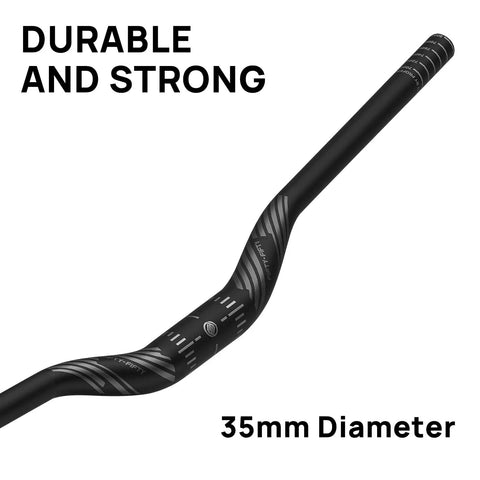 Aluminum Mountain Bike Riser Handlebar 35mm Clamp 800mm Wide 38mm Rise 6061 Alloy Double Butted Hard Anodized CNC Bend