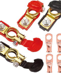 2 Pairs Car Battery Terminal Clamps Connectors With Plastic Covers For Top Notch Contact And Corrosion Resistance, Negative And Positive, Fits Cars And Vans, Includes Copper Wire Lugs And Eyelets