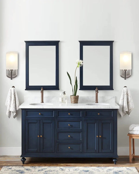 2-Pack Dope Modern Bathroom Wall Sconces In Brushed Nickel Finish With Frosted Glass Bright Vanity Lights flanking mirrors