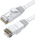 Flat Cat6 Ethernet Cable 20 Ft White RJ45 Patch Cord for Gigabit LAN Network With Fast Speeds 4 Pair Copper Wiring Slim Flat Design