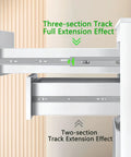 Side view of installed Six Pairs Of 24 Inch Drawer Slides With Soft Close And Full Extension, showing three-section track.