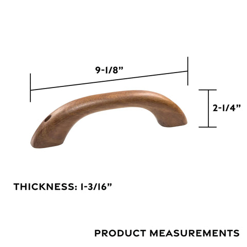Premium Teak Handrail With Pre Drilled No Sweat Mounting For Tight Spaces Versatile Wall Grip, 9-1/8" length, solid wood.