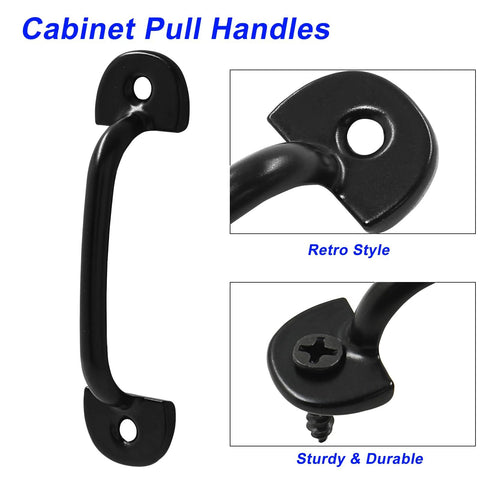 Detail of 20 Pack Mini Vintage Cabinet Pull Handles Black Zinc Alloy 60mm Length Rustic Barn Door Style with Screws