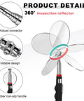 Six Piece Telescoping Inspection Mirror Set For Cars And Under Vehicle Checks showing rotating mirror and handle details