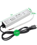 30W 12 Volt LED Power Supply IP67 Waterproof LED Driver 110V AC To 12V DC Converter With 3 Prong Plug And 3.3 Feet Cable
