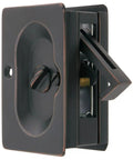 Top Notch Mid Century Pocket Door Privacy Lock Set with Solid Brass Construction in Oil Rubbed Bronze Reversible
