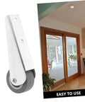 Close-up of 2 Pack Heavy Duty Barn Door Rollers Built Tough For Dead Silent Gliding, featuring durable nylon pulleys.