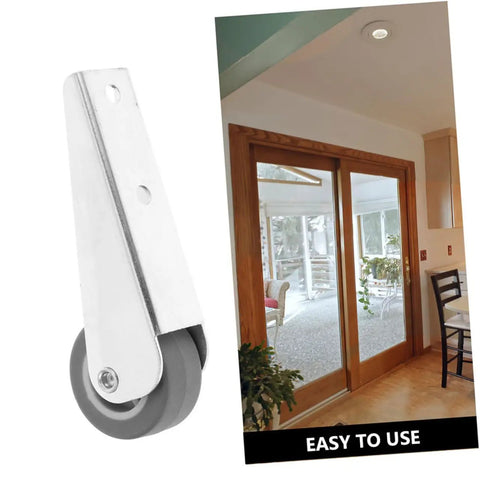 Close-up of 2 Pack Heavy Duty Barn Door Rollers Built Tough For Dead Silent Gliding, featuring durable nylon pulleys.