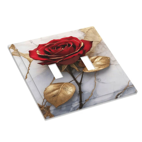 Vintage Red Rose Marble Toggle Plate Cover Built Tough With Rugged Abs To Dodge Scratches Keeps Walls Looking Sharp.