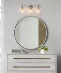 Slick 3 Light Modern Bathroom Vanity Light Fixtures Over Mirror With Clear Glass Shade Nickel Brushed Finish Wall Sconce Lamp