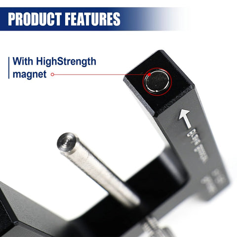 Brake booster push rod adjustment tool in black with silver magnetic rod; high-strength magnet visible
