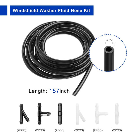 Dead Straight Four Meter Windshield Washer Hose Kit With Twelve Secure Gaskets And Tough Rubber Wiper Fluid Tubing That Handles Daily Spraying Without Any Drama For Stress Free Auto Upkeep, 157 inch flexible tubing with gaskets.