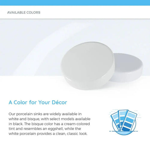 Porcelain White Bathroom Sink Overmount Oval Basin With Overflow Vitreous China Finish color options displayed