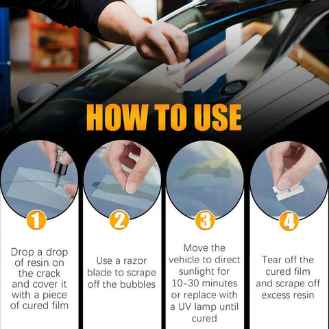 Steps for using Ultimate Windshield Repair Kit For Chips And Cracks 2025 Upgrade With Nano Fluid Filler