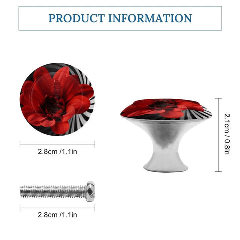 Round Red Flower Cabinet Knobs With Screws For Kitchen And Bathroom Durable Stainless Steel And Aluminum Hardware Easy Install Sweet Vibrant Color That Will Not Fade Perfect For Cabinets Dressers And Drawers. Round red flower cabinet knob, 1.1in, with screw