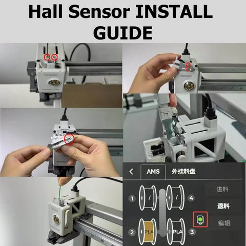 Hall sensor installation guide for 2-In-1 Filament Sensor And Filament Hub Replacement Kit for A1 Mini 3D Printer
