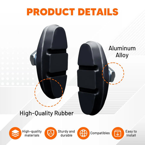 4 Pack Aluminum Alloy Kids Bike Brake Pads For Easy Installation And Safe Replacement On Kids Bicycles And Mountain Bikes, Durable Bicycle Brake Accessories In Black showing details of high-quality rubber and aluminum alloy.