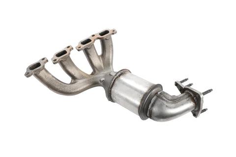 GM Genuine Parts Exhaust Manifold With Catalytic Converter Direct Fit OEM Quality visible in silver metal angle view