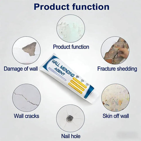 Drywall Patch Repair Kit With Scraper Nozzle Extender For Nail Holes Cracks Dents And Small Wall Damage 150g tube with uses.