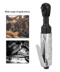 Boss Level Aluminum Alloy 1/4 Square Drive Pneumatic Wrench With Lever Controlled Adjustable Torque Up To 25 Ft Lbs Lightweight Air Ratchet for automotive and industrial use.