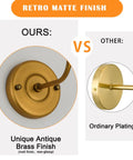Comparison of hardwired wall sconces set of 2 vintage industrial style wall lamps with matte antique brass finish versus ordinary plating.