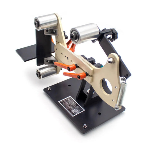 Heavy Duty Belt Sander Frame 730 X 50 Mm Adapter For Angle Grinder Retrofit Desktop Grinding Tool with metal frame and rollers.