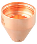 Top Tier 10 Pack Brass Shield For Plasma Cutter PMX 105 Gouging And Cutting Gear, Industrial Welding Supply Built Tough To Handle Extreme Heat Spit With Zero Hassle close-up view of brass shield with threaded interior.