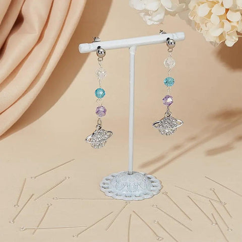 Sterling Silver Eye Pins For Jewelry Making, 24 Gauge 1.4 Inch, 30 Pcs, 925 Silver Head Pins For Pendants And Earrings, Lightweight Shine, Ideal DIY Bling Jewelry Craft Supplies on earring display