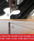 Bi-Metal Dual Cut Wood Jig Saw Blade For Burr-Free Cuts, 2 Inch Length, cutting through wood with clean edges