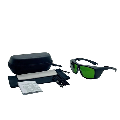 Top Shelf Dental Laser Safety Glasses Featuring Low Green Tint And Heavy Duty High Od Shielding Ultra Lightweight Protective Gear set with case and accessories