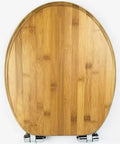 Top Shelf Heavy Duty Solid Wood Toilet Seat Cover With Silent Slow Close Hinge And Natural Bark Finish For Universal Mount and Straight Up Bathroom Glow Up, top view.