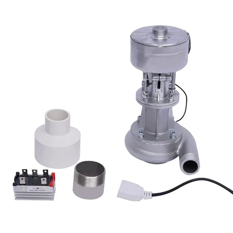 Grab And Go Portable Micro Hydro Generator 500W 110V for home use, lightweight silver water turbine with accessories, easy setup.