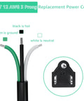 6 FT 12 AWG 3 Prong Replacement Power Cord Cable 110V 120V 15 Amp for Appliances Power Tools, wires labeled black, green, white