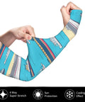 Person wearing Cooling Arm Sleeves For Men And Women Breathable Ice Silk Fabric With Thumb Hole Non Slip Grip featuring a boat pattern.