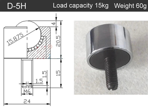 Fast Action Universal Ball Bearing Caster Wheel With Screw For High Load Equipment diagram and close-up image