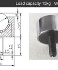 Built Tough High Speed Precision Ball Bearing Universal Caster Wheel With Screw, detailed technical drawing with dimensions and specifications.