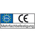 Image showing ETA and CE certifications for Mehrfachbefestigung.
