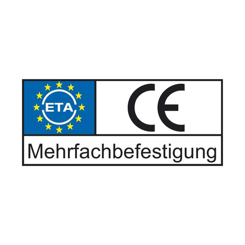 Image showing ETA and CE certifications for Mehrfachbefestigung.