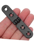 Heavy Duty Folding Table Hinges Set 12 Pieces Black Round Edge Desk Hinge Hardware in hand showing size and detail
