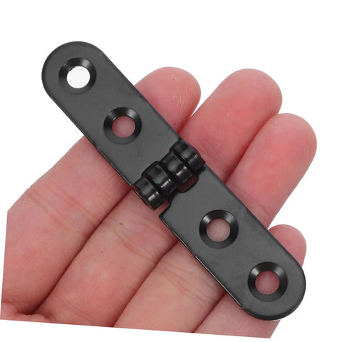 Heavy Duty Folding Table Hinges Set 12 Pieces Black Round Edge Desk Hinge Hardware in hand showing size and detail
