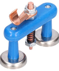 Heavy Duty Magnetic Welding Support Clamp With Rock Solid Suction For Red Copper And Aluminium Alloy Sheets, blue jig tool design.