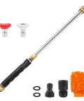 Hydro Jet High Pressure Hose Nozzle For Garden Hose With Power Washer Wand Includes 2 Nozzles Fan And Linear And Quick Connectors