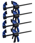 Woodworking Bar Clamps Set for the Shop Four Pack 12 Inch Lightweight Yet Sturdy One Handed Quick Grip Clamps with Spreader