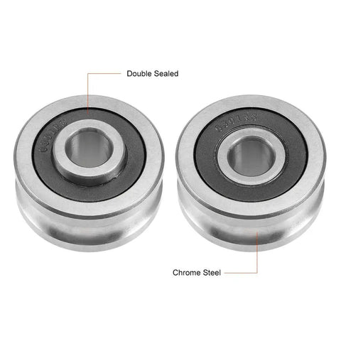 Top Tier SG35 U Groove Track Guide Bearing With 12 mm Bore And 42 mm Outer Diameter showing double sealed chrome steel design.