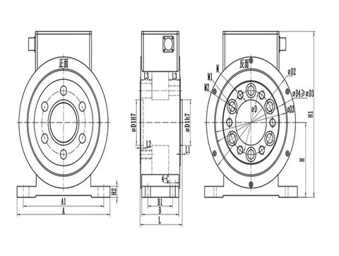 Technical drawing of Heavy Duty Torque Sensor Disc Flange for Precise Torque Speed Measurement 30,000 Nm Range Built To Last