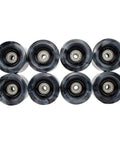 Top view of 8 Black And White 60 By 40 mm 88A Roller Skate Wheels For Quad Skates With Bearings arranged in a grid pattern