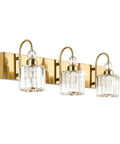 Brass Gold 3 Light Vanity Light With Crystal Accents For Bathroom Over Mirror Modern Style E26 Base Compatible Long 23.6 Inch