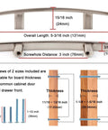 Diagram of 10 Pack 3 Inch Oil Rubbed Bronze Kitchen Cabinet Pulls With Smooth Rounded Edges Durable Solid Metal Hardware dimensions and screws.