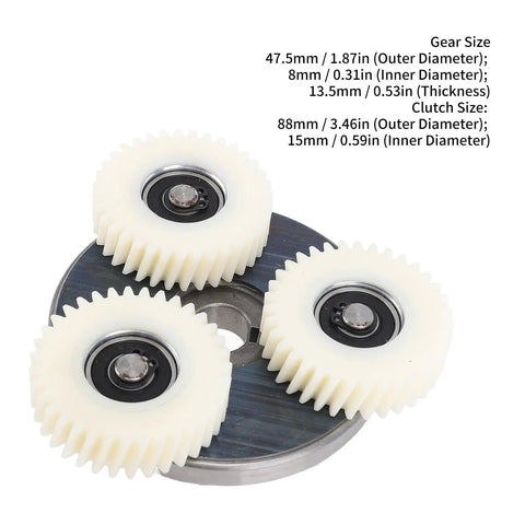 Beefy High Torque Electric Motor Gear Clutch Kit with Three 36T Nylon Gears and 88mm Clutch for 500 750W Motors